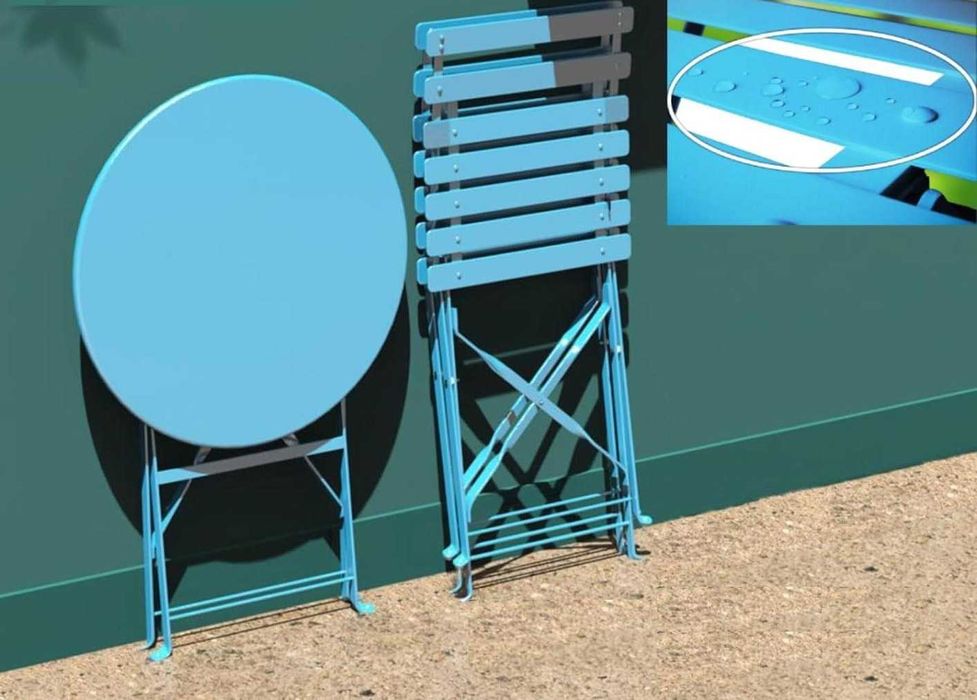 Zestaw bistro 3-częściowy metalowy, stół 90x60 cm + 2 krzesła