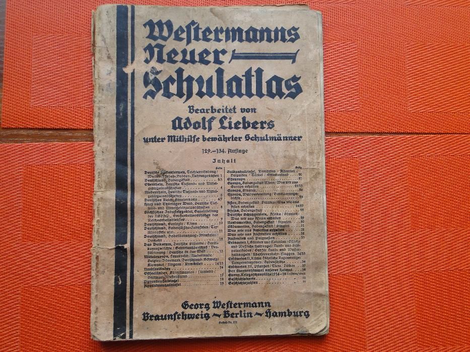 Atlas niemiecki, z 1941 roku WESTERMANNS NEUER SCHULATLAS 1941