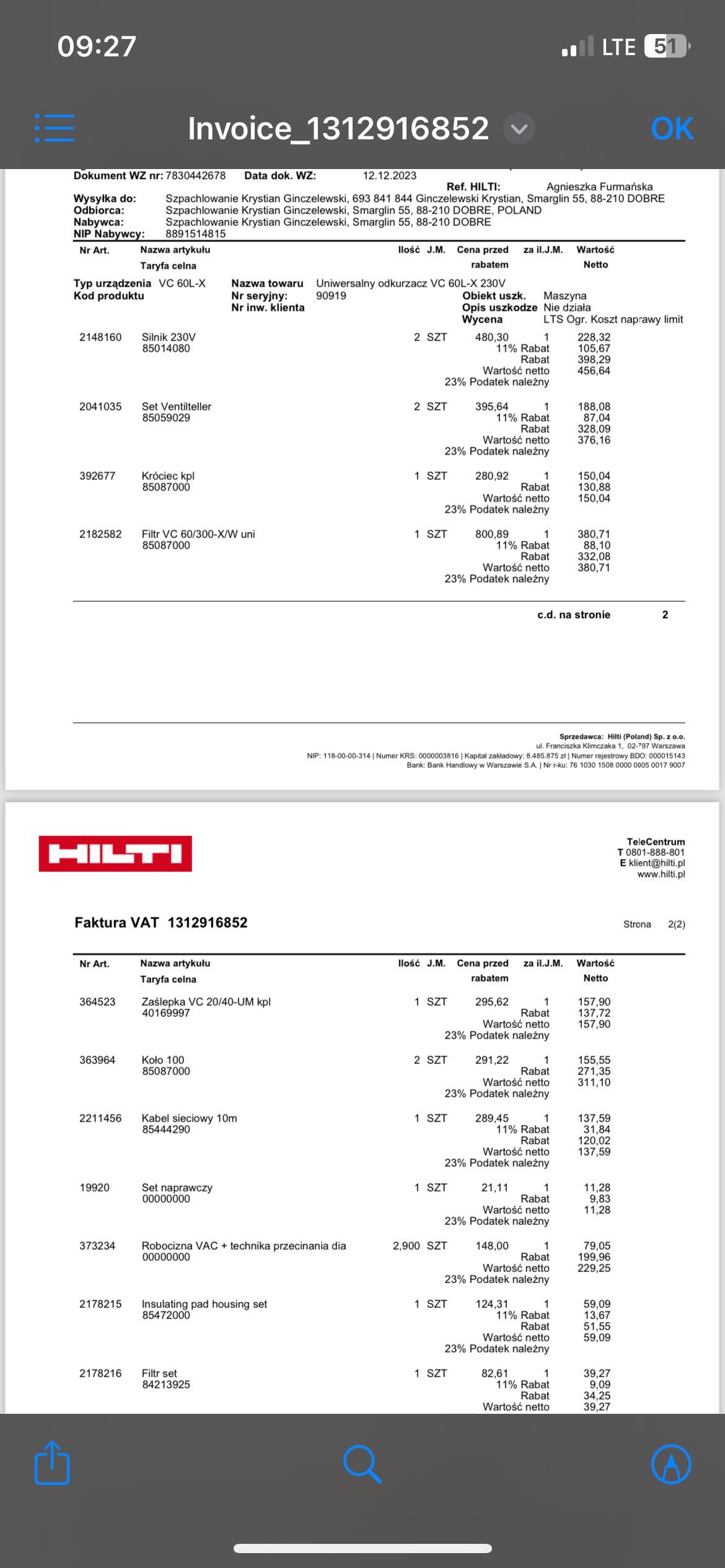 Odkurzacz hilti vc 60 l