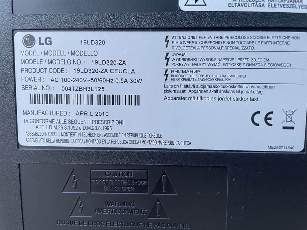 Telewizor LCD LG 19 DVBT funkcja monitora 19LD320 Mpeg-4 TV