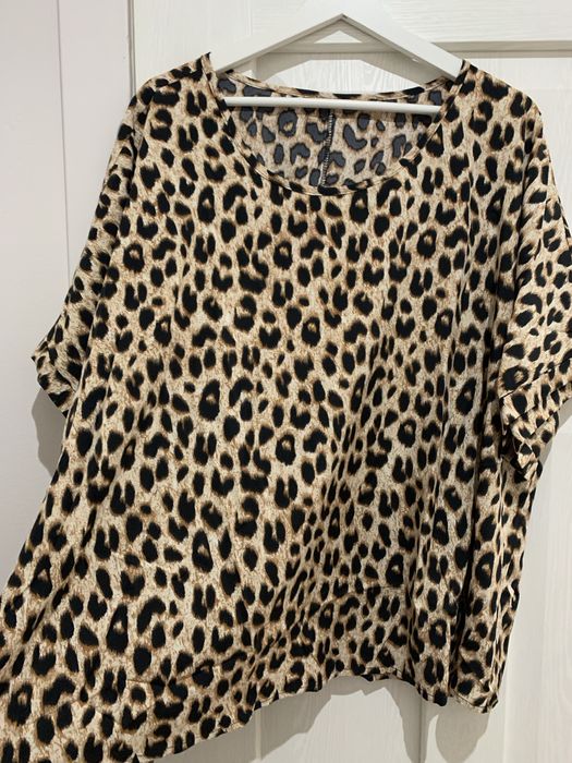 Elegancka modna bluzka damska lampart rozmiar 52 nowa