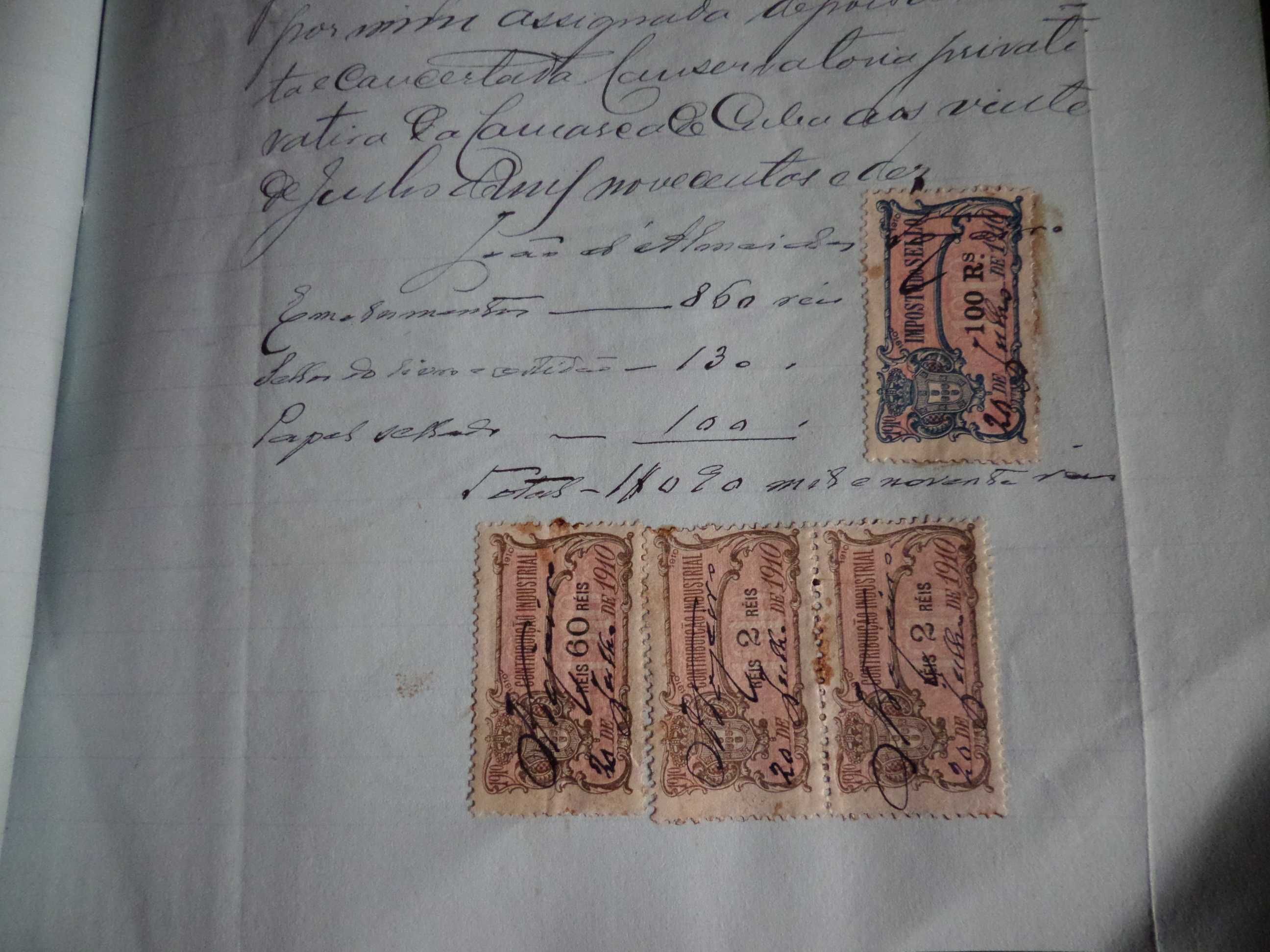 Documento Manuscrito Selado, Ano 1910