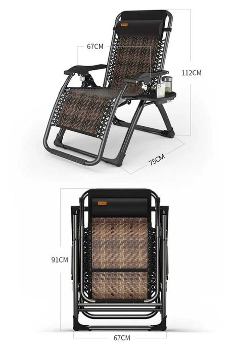 Розкладне крісло з ротангу шезлонг садовий Zero Gravity WCG S-9