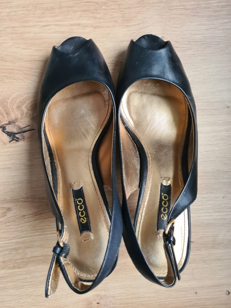 Buty czółenka Ecco 38 peep-toe slingback