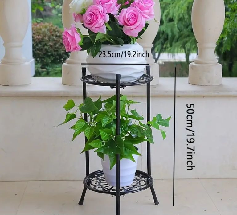 Kwietnik stolik stojak 2 warstwowy na kwiaty na rośliny biały