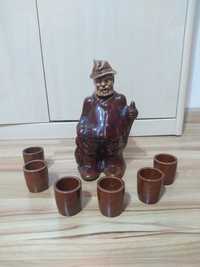 Komplet ceramiki ceramiczny figurka karafka z kieliszkami z kamionki