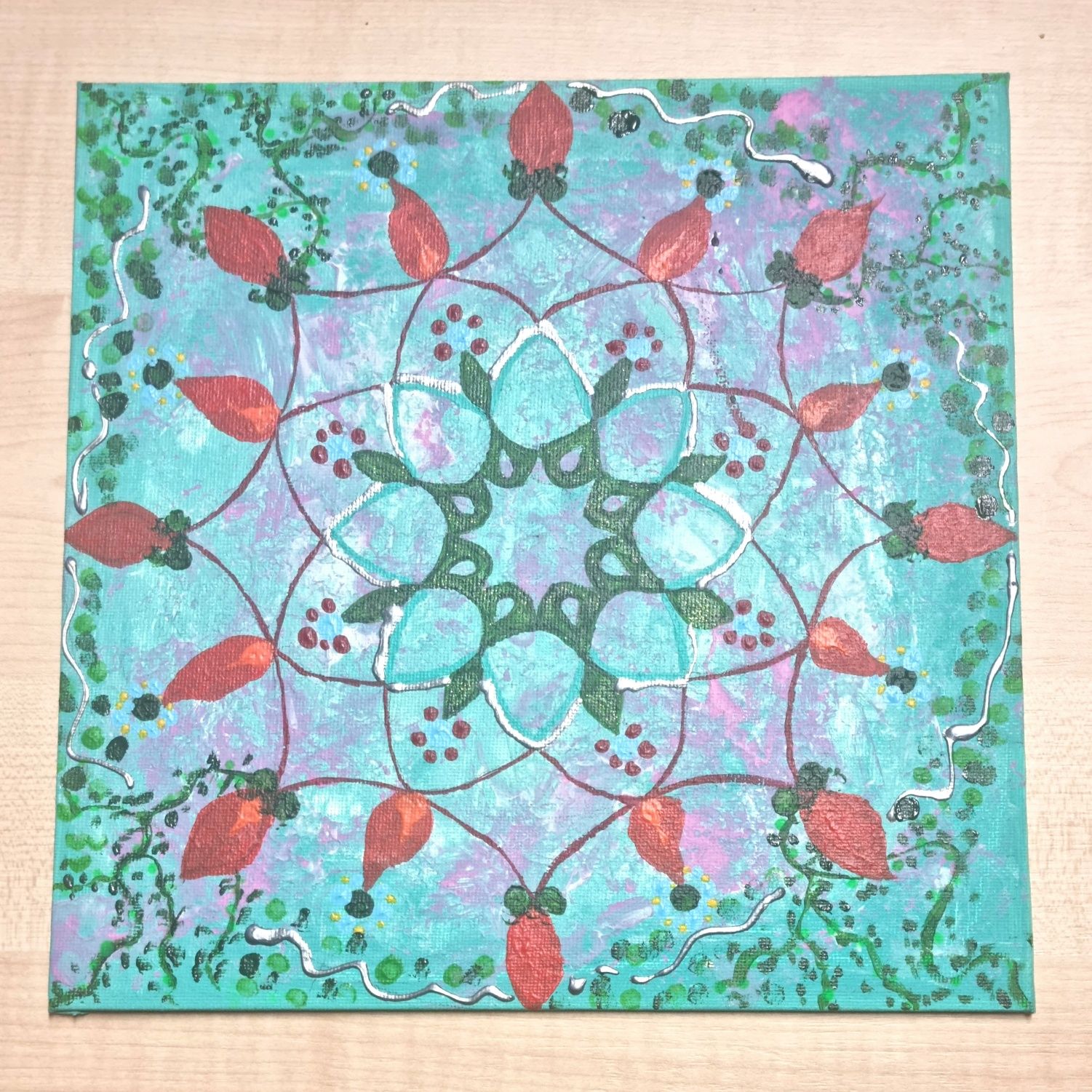 Mandala 25x24x0,4 cm ręcznie malowana