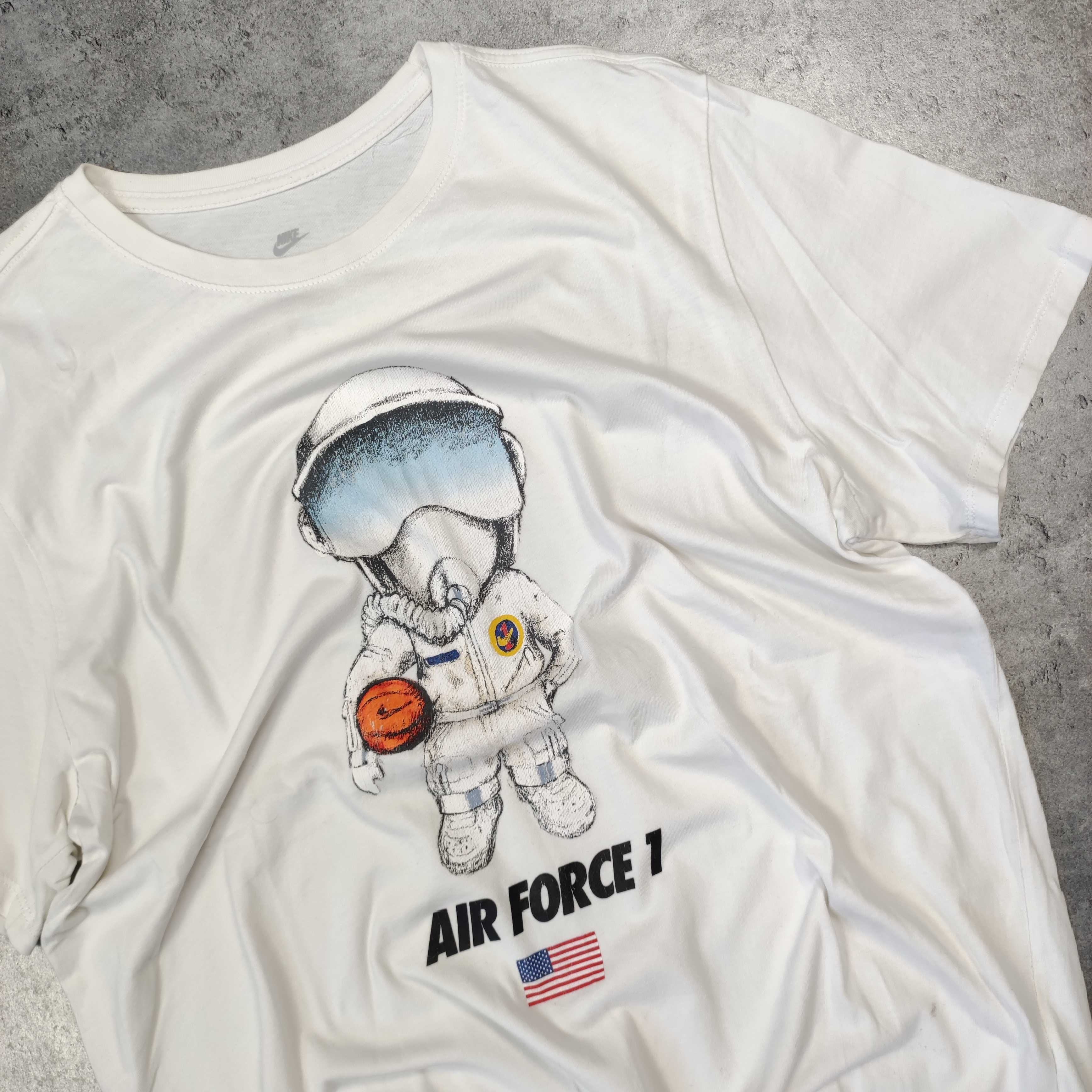 MĘSKA Koszulka Biała Letnia Lekka Nike AIR Force 1 Basketball Nadruk