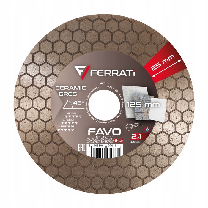 Ferrati Tarcza Diamentowa Tnąca I Szlifująca Favo Ø 125Mm X 22,23 Mm