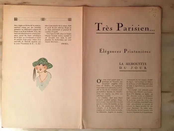 TRÉS PARRISIEN No 1 - 1920 - pintado à mão - catálogo de moda