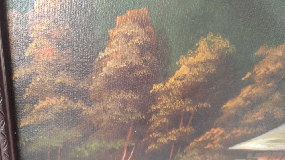 Sygnowany obraz olejny pejzaż górski