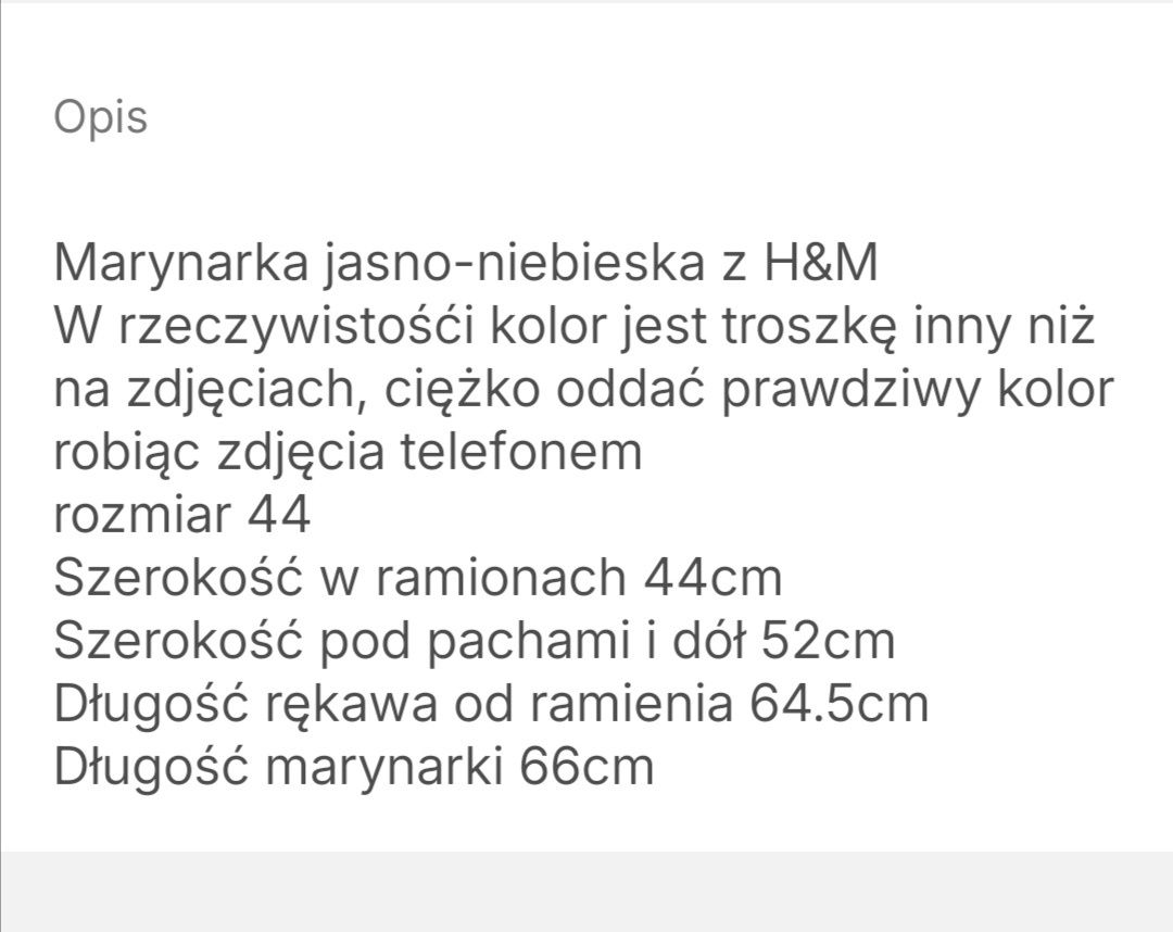 Marynarka jasno-niebieska z H&M