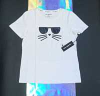 KARL LAGERFELD Oryginalna Koszulka Bluzka T-Shirt Choupette Kotek Kot