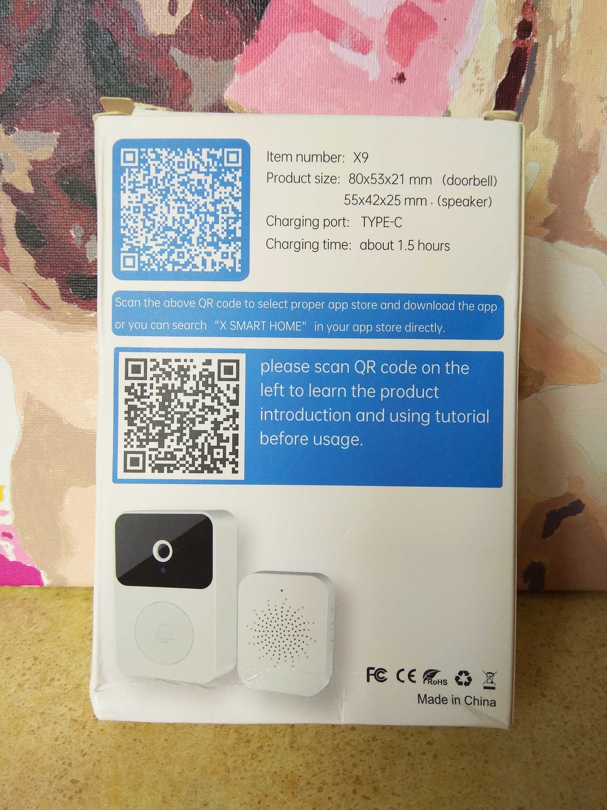 Відеодомофон бездротовий doorbell x9, з камерою wi-fi та датчиком руху