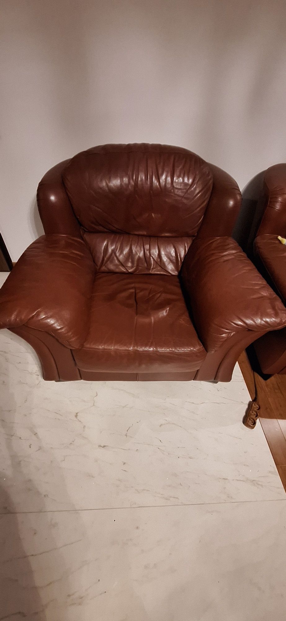 Fotel plus sofa skórzana