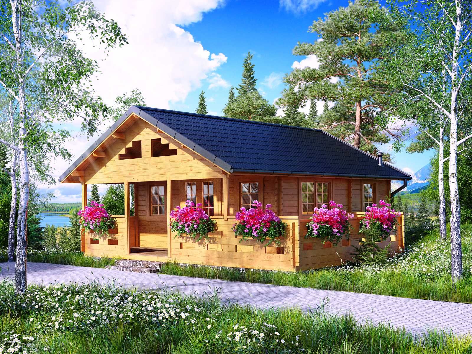 Drewniany domek letniskowy Sara 32 + 22 m2 - ROD, ośrodek wypoczynkowy