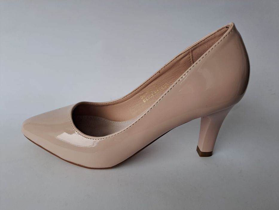 Czółenka na obcasie półbuty szpilki beżowe36 37 38