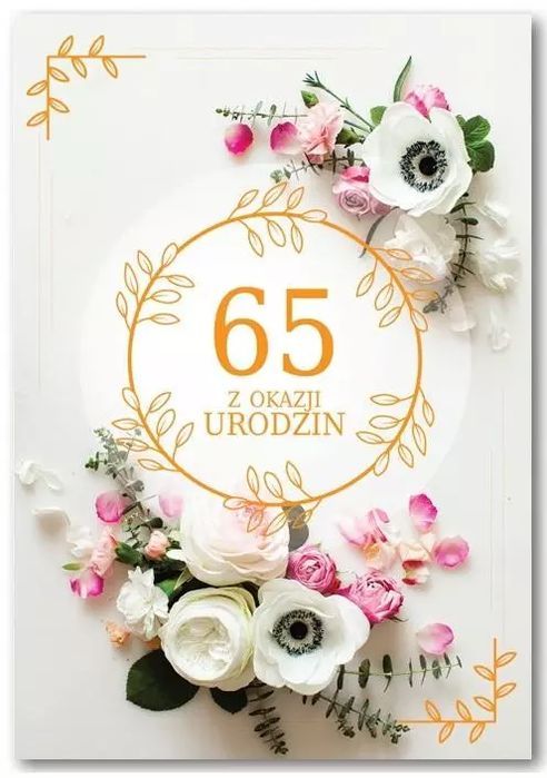 Kartka okolicznościowa Urodziny 65. Trend. Nowy Produkt