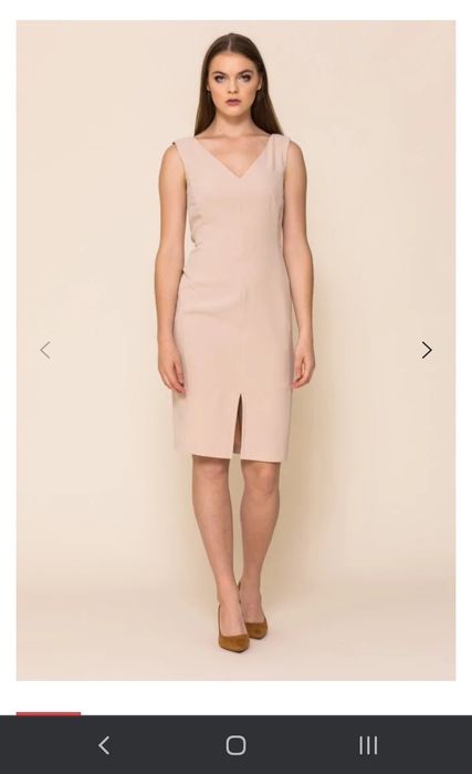 Beżowa sukienka na chrzciny lub wesele Vissavi rozm 44