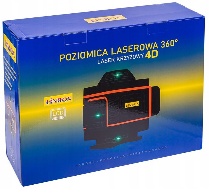 Poziomica Laserowa 360° Laser Krzyżowy 4d + Statyw