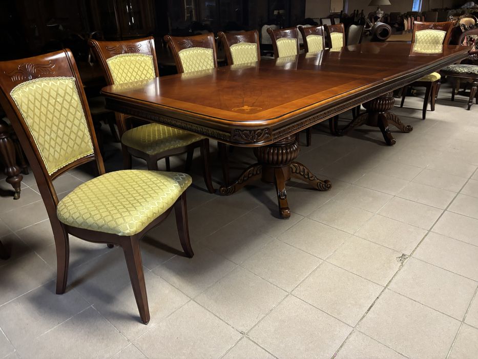 Stylowy Rozkładany Stół + 8 krzeseł 14 osób 350 cm Meble Stylowe sklep