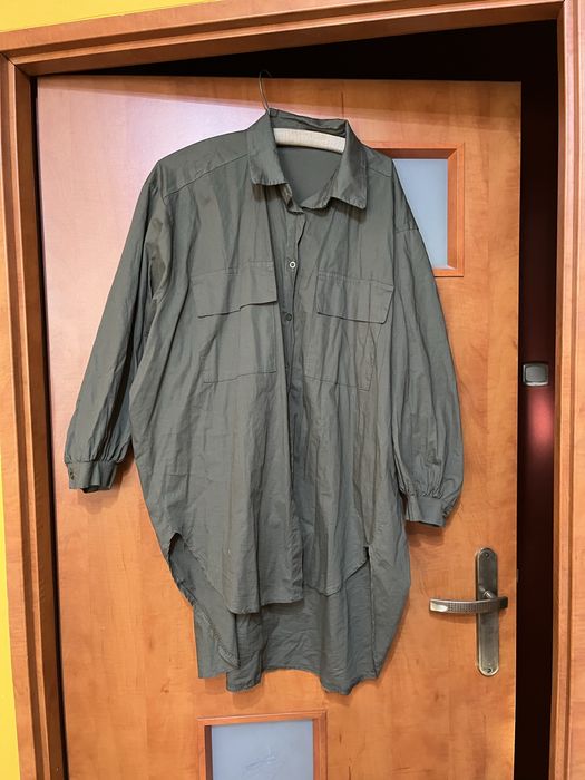 Koszula ciemna zieleń khaki asymetryczna