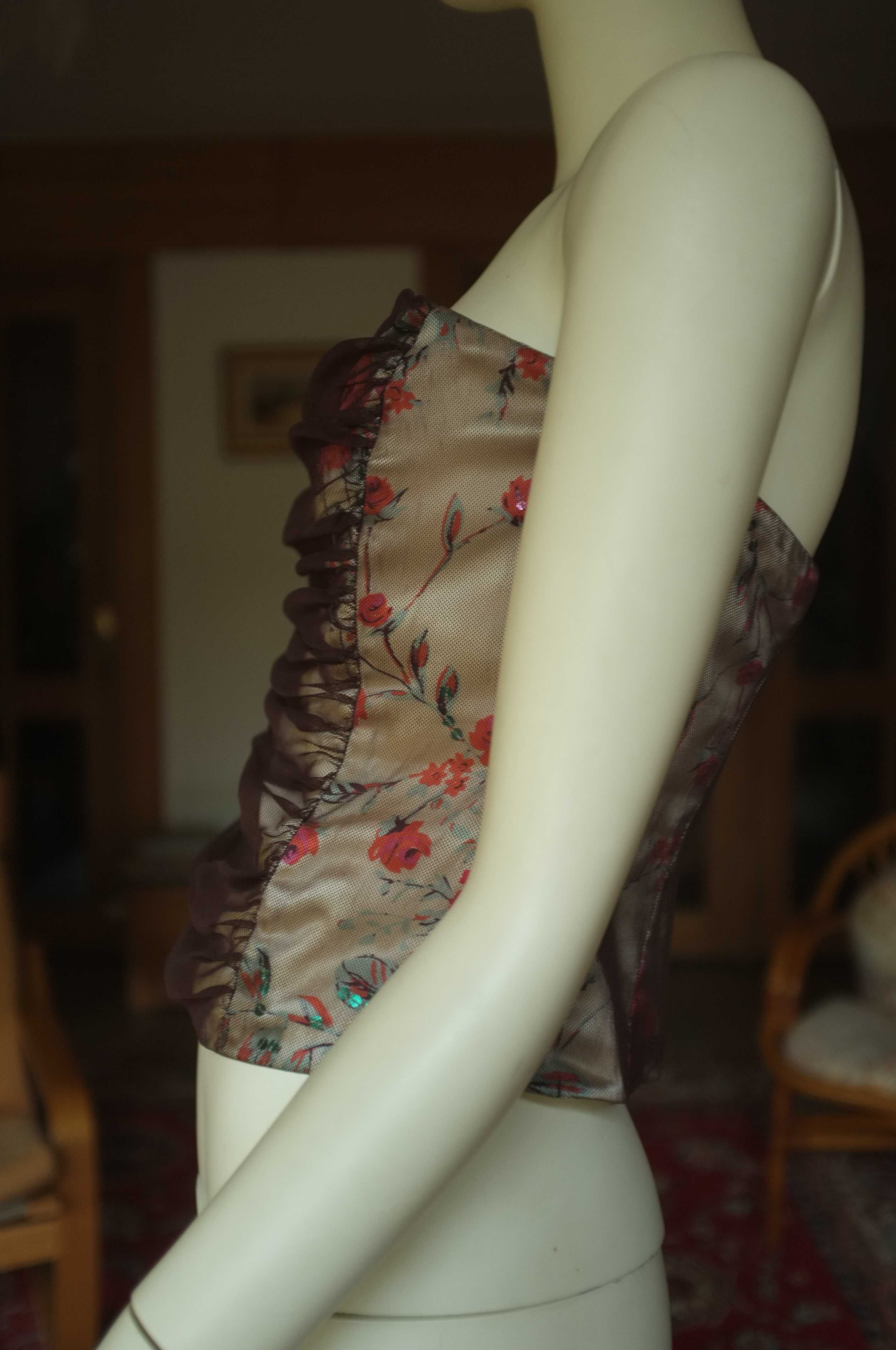 jedwabny drapowany gorset Coast y2K wieczorowy lolita gothic mesh