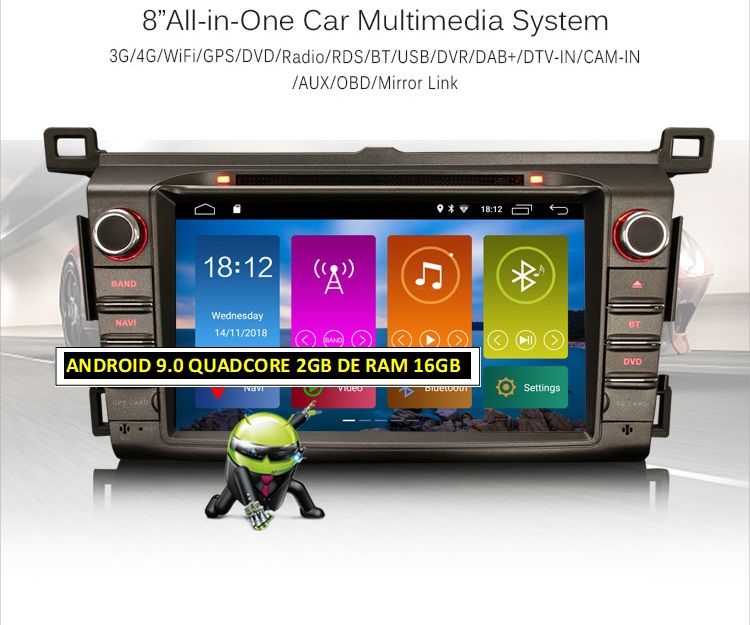 Auto-rádio 2 din Android 14 Alfa Romeo/Toyota/Skoda/Passat