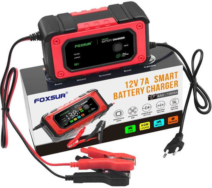 FOXSUR 12V 7A 4-140Ah авто мото зарядний пристрій