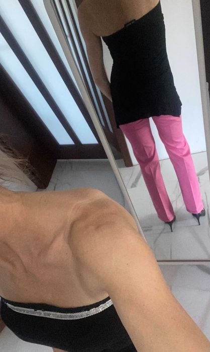 TERRANOVA różowe SUPER spodnie r. 27 S b. db. stanie + top gratis