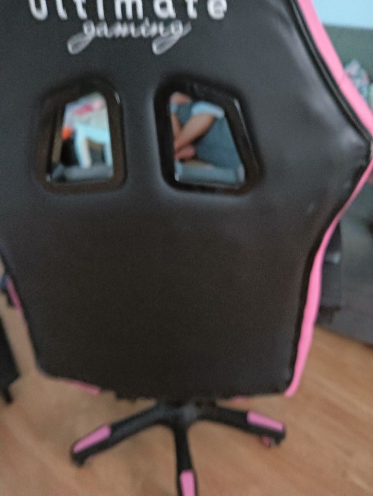 Cadeira gaming rosa preta e branca