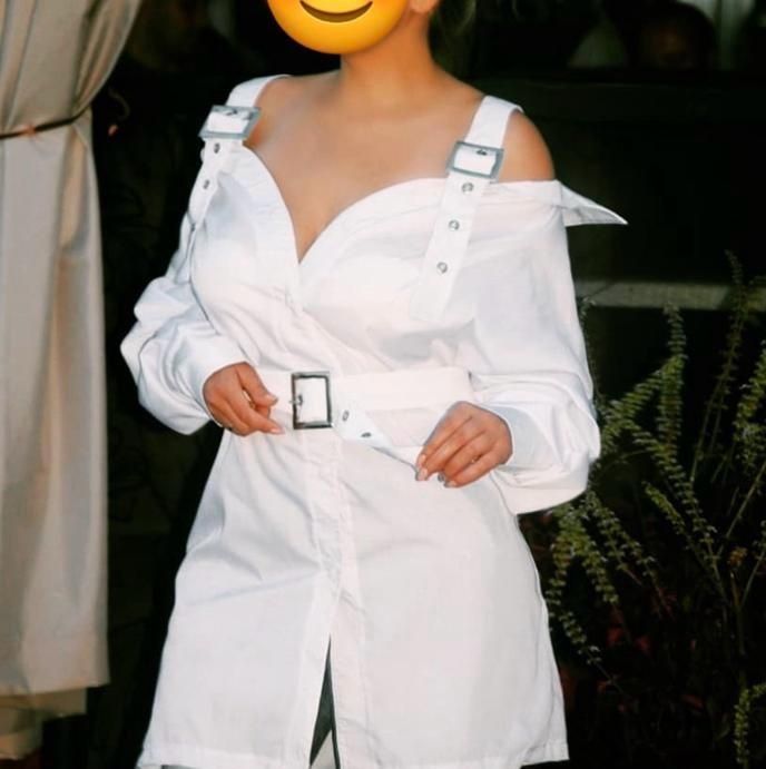 Блуза-платье белая с поясом