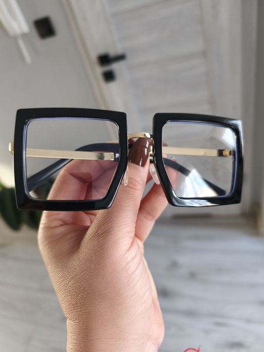 Nowe Duże Kwadratowe Okulary Dekoracyjne Retro Design Unisex