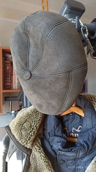 Дублёнка мужская с капюшоном оливковая XXL