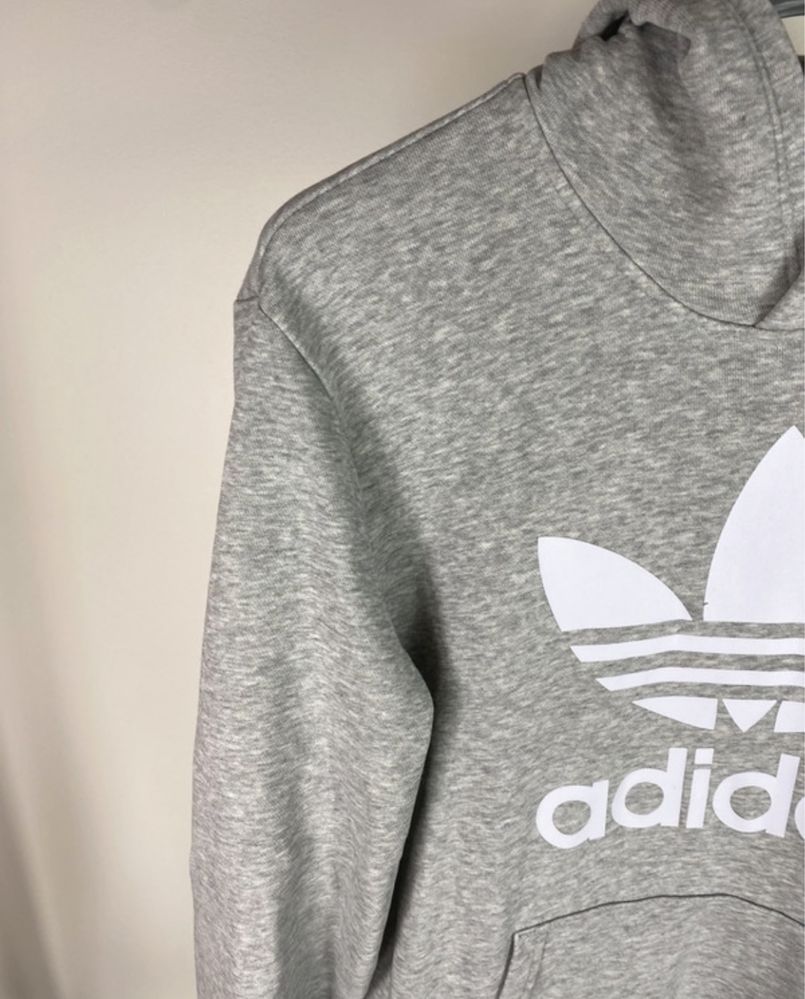 Szara Bluza Hoodie Boxy Grey Y2k Aesthetic Adidas Originals Treofil S