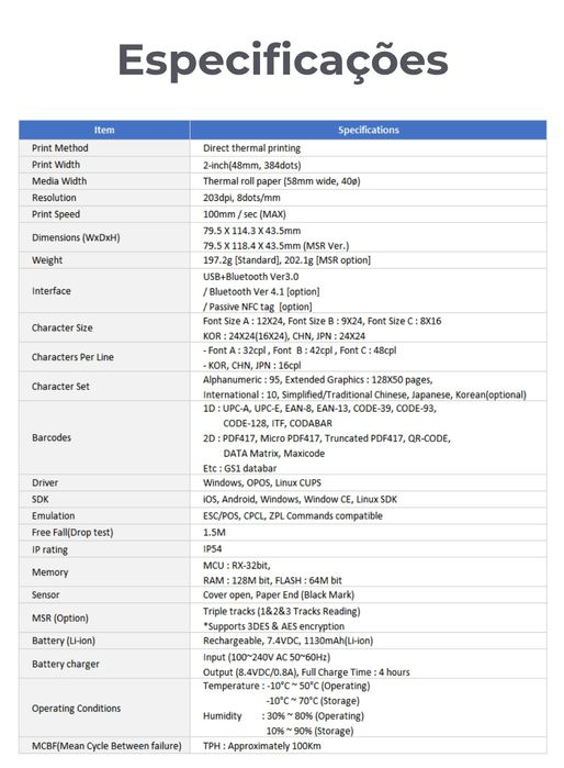 Impressoras de bolso Woosim WSP R231/R241