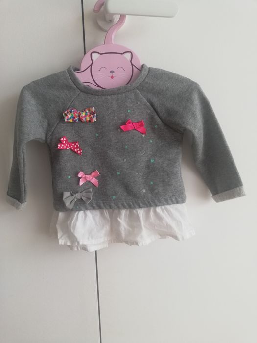 Sweterek niemowlęcy dziewczęcy wkładany bluza 6-9msc dla dziewczynki
