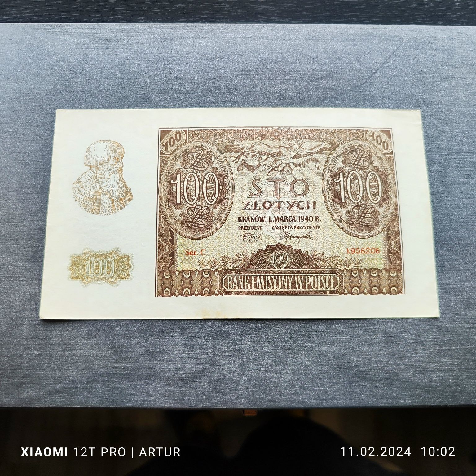 Banknot 100 zł 1940 seria C