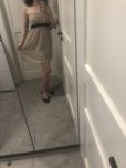 Tanio piękna elegancka sukienka asymetr kremowa bez ramiączek wiązana