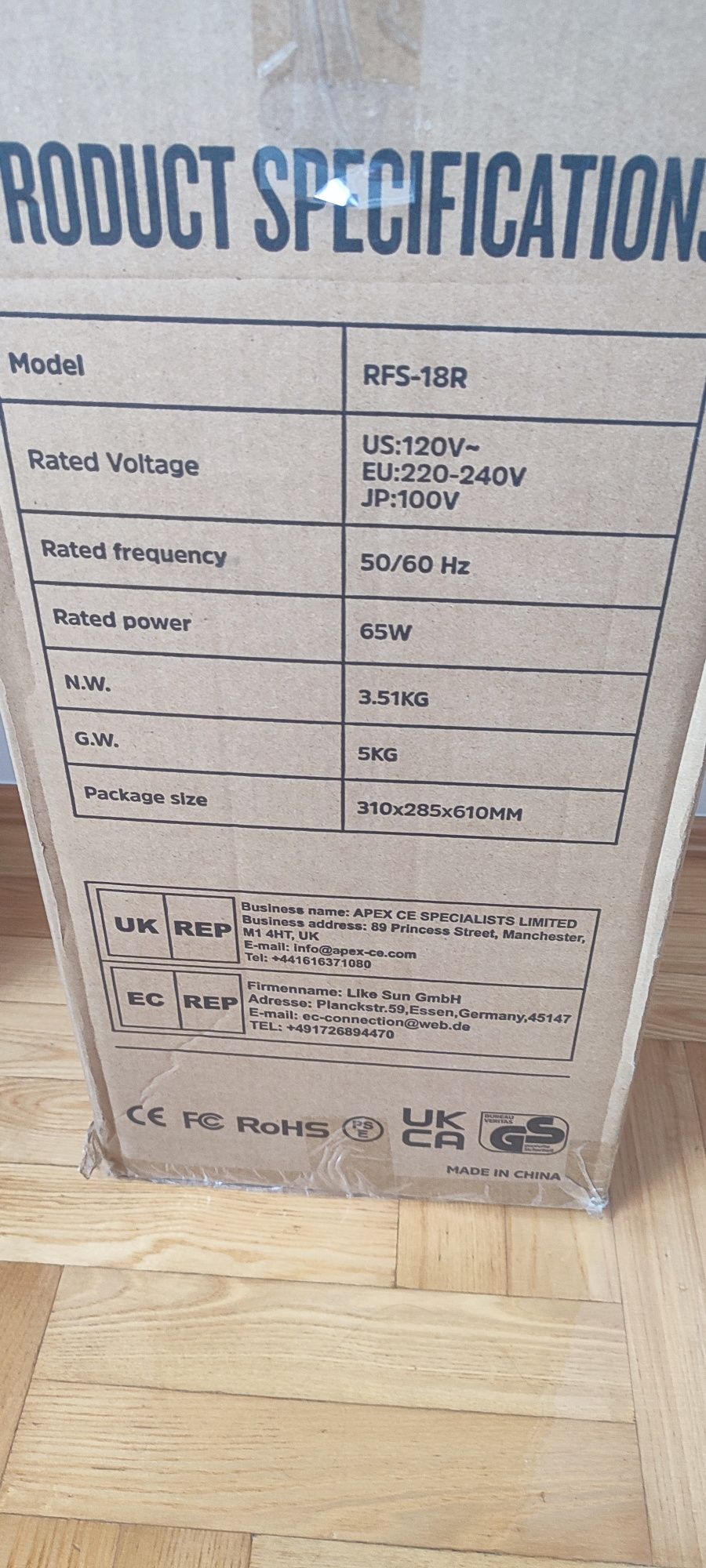 Klimatyzator Wentylator kolumnowy AIR COOLER model RFS-18R biały