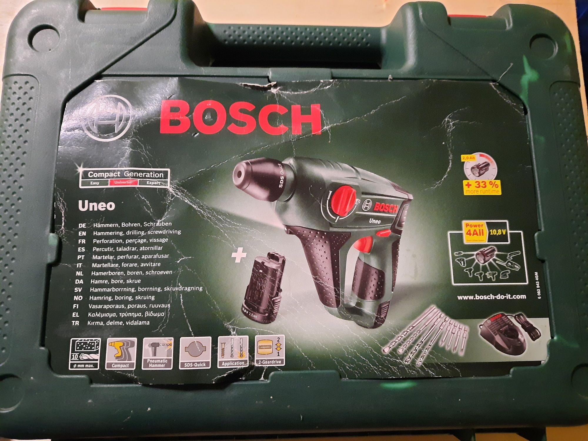 Akumulatorowa młotowiertarka udarowa  Bosch Uneo 10,8 Li