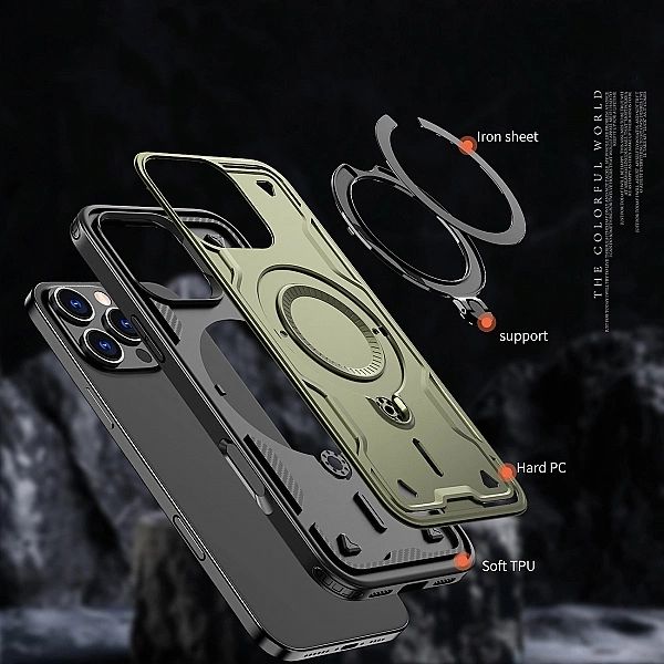 Etui Hybrid Armor Trendy z MagSafe na iPhone 16 Pro Max - zielone