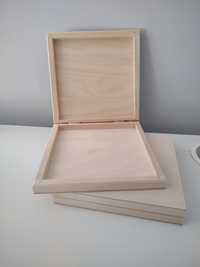 Drewniane pudełka,  zaproszenie, płyty