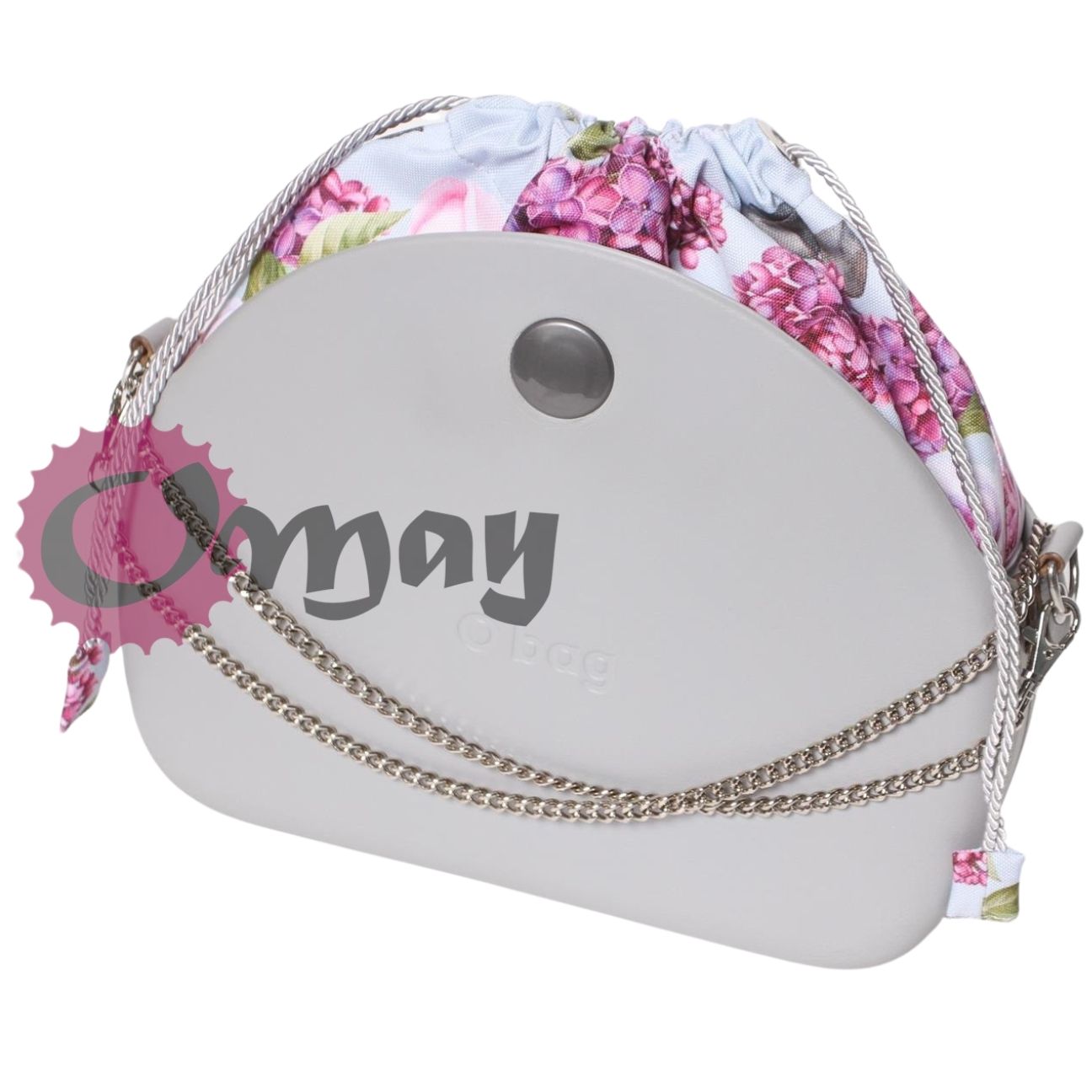 Szary organizer OBAG MOON LIGHT worek róże bzy 2 kieszenie komin OMAY