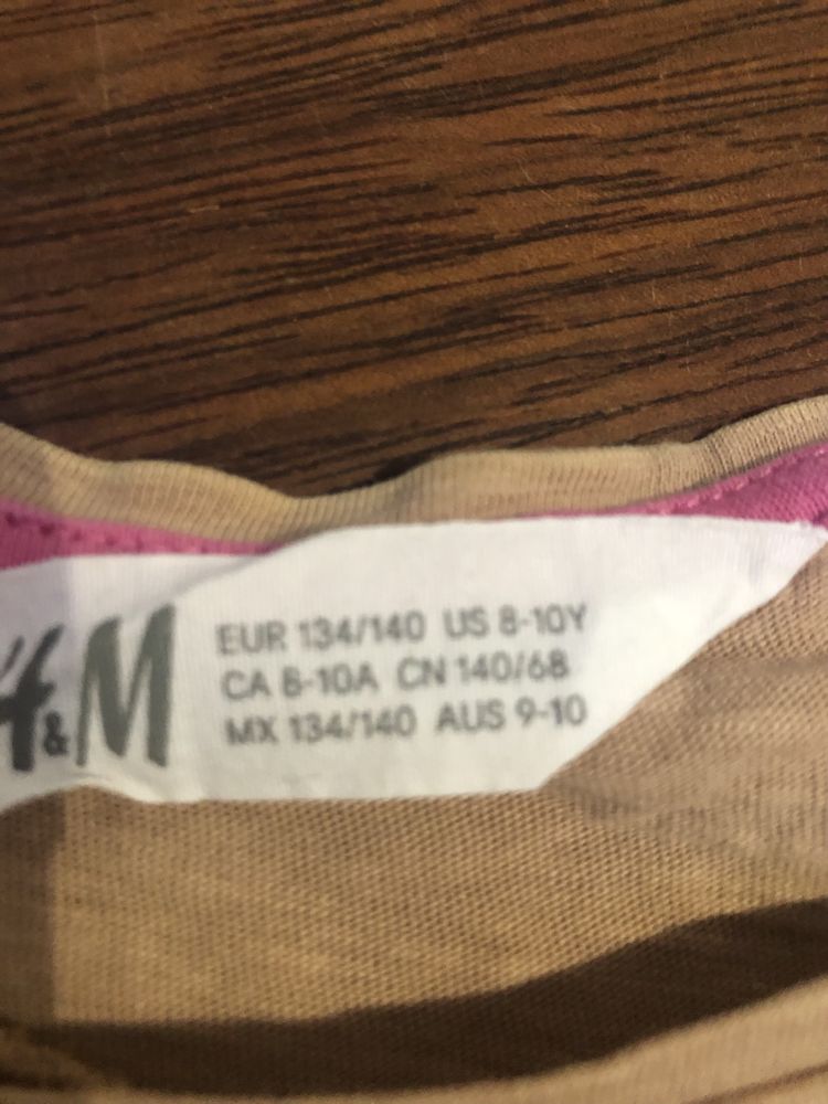 Bezowa Koszulka dla dziewczynki H&M roz 8-10 lat 134 cm