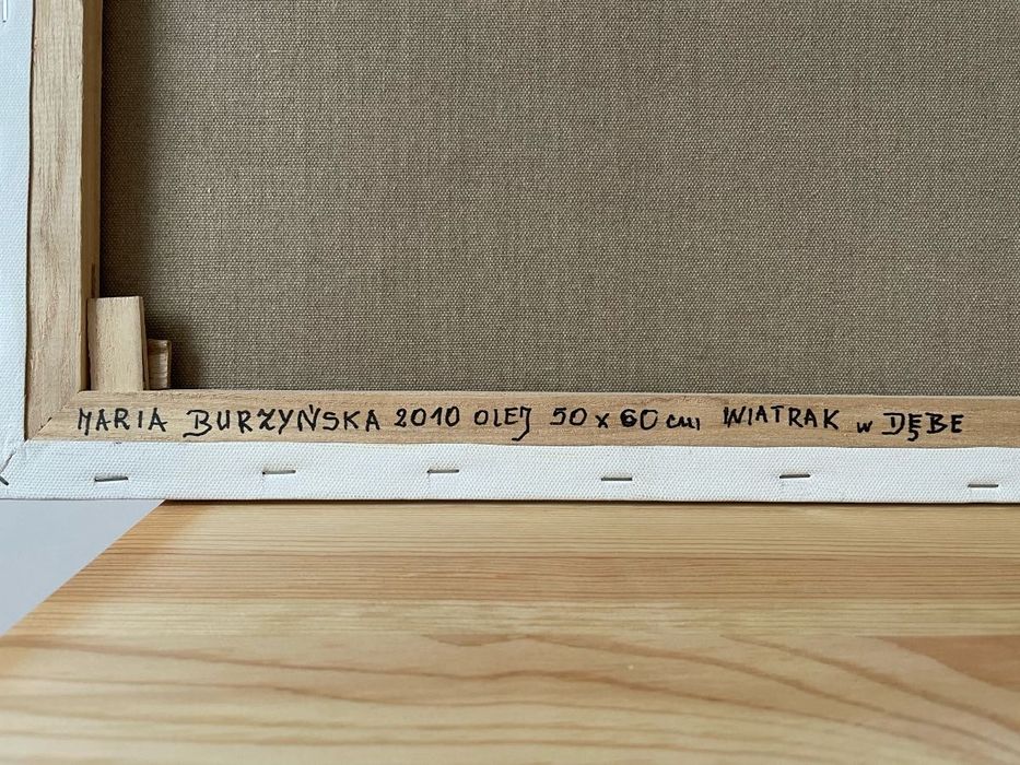 Obraz olejny na płótnie "Wiatrak w Dębe" - Maria Burzyńska, 2010