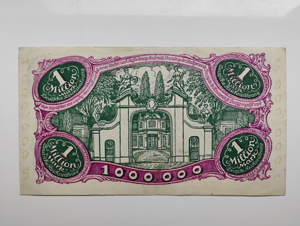 Banknot Gdańsk/Danzig, Polska/Niemcy - 1 mln marek z 1923 r.