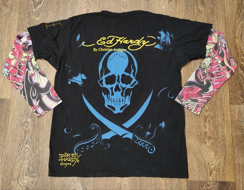 XL Ed Hardy оригінальний чоловічий лонгслів, футболка