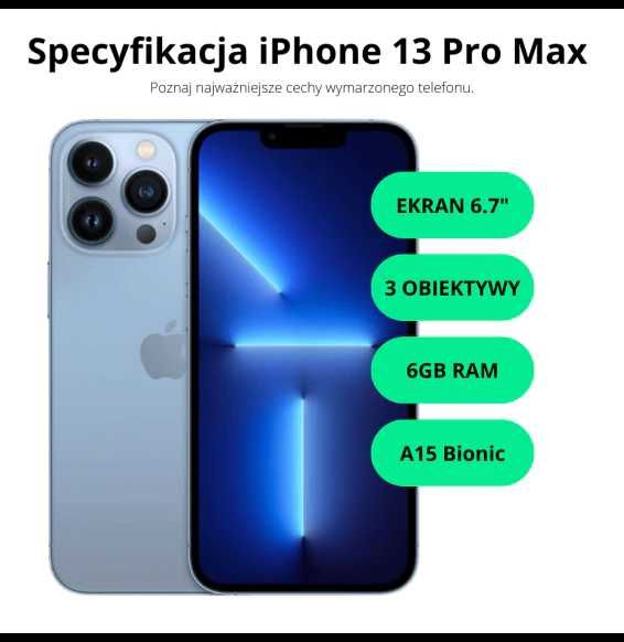 **HIT**iPhone 13 Pro Max 128 GB Sierra Blue/Gwarancja 24mies /Raty 0%