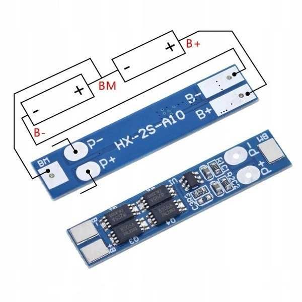 Moduł BMS PCM 2S 8,4V 5A - PCB ładowania i ochrony ogniw Li-ion 18650